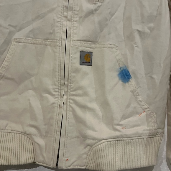 NEW FLAWED Carhartt Cream Relaxed Fit Rugged Flex Jacket Size Large - Picture 2 of 7
